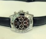 High Quality Copy Rolex Daytona Watch 40MM Black Dial leather Strap